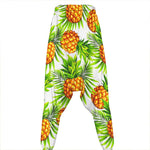 White Tropical Pineapple Pattern Print Hammer Pants