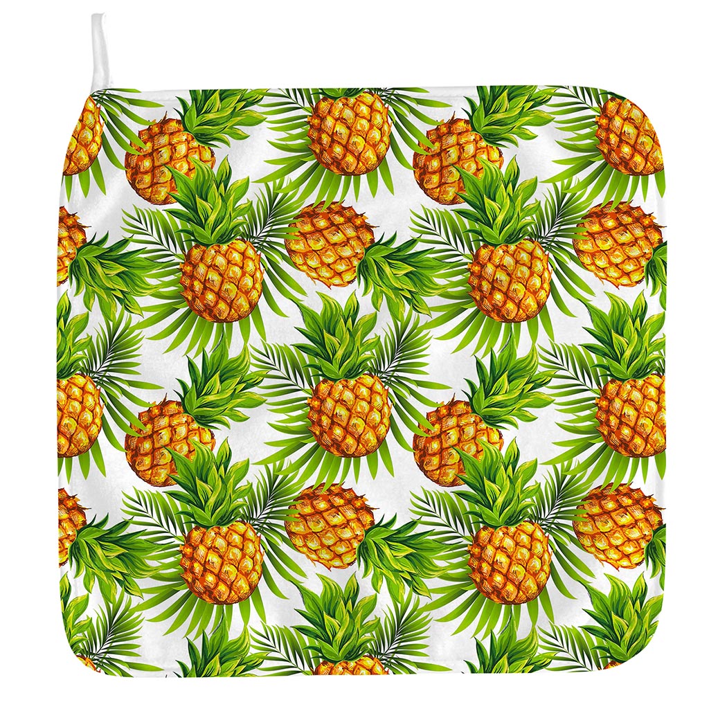 White Tropical Pineapple Pattern Print Hand Towel