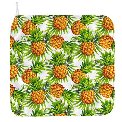 White Tropical Pineapple Pattern Print Hand Towel