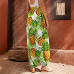 White Tropical Pineapple Pattern Print Harem Pants
