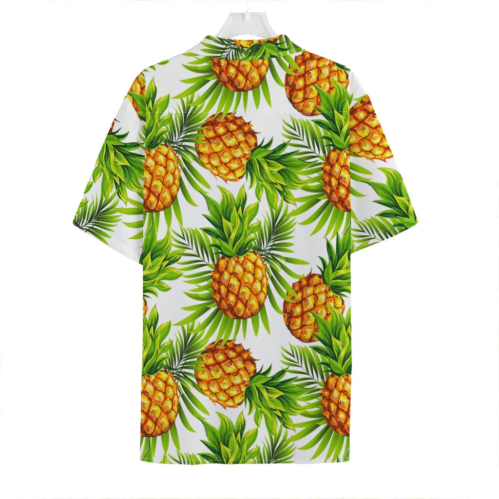 White Tropical Pineapple Pattern Print Hawaiian Shirt