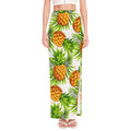 White Tropical Pineapple Pattern Print High Slit Maxi Skirt