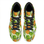 White Tropical Pineapple Pattern Print High Top Leather Sneakers