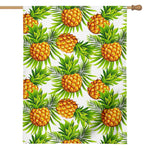 White Tropical Pineapple Pattern Print House Flag