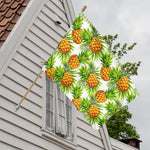 White Tropical Pineapple Pattern Print House Flag