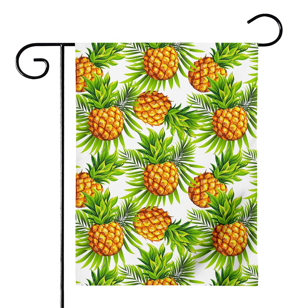White Tropical Pineapple Pattern Print House Flag
