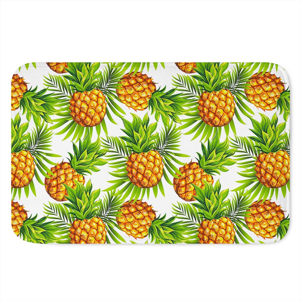White Tropical Pineapple Pattern Print Indoor Door Mat