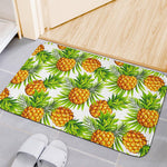 White Tropical Pineapple Pattern Print Indoor Door Mat