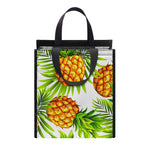 White Tropical Pineapple Pattern Print Insulated Lunch Tote