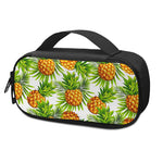 White Tropical Pineapple Pattern Print Insulin Cooler Travel Case