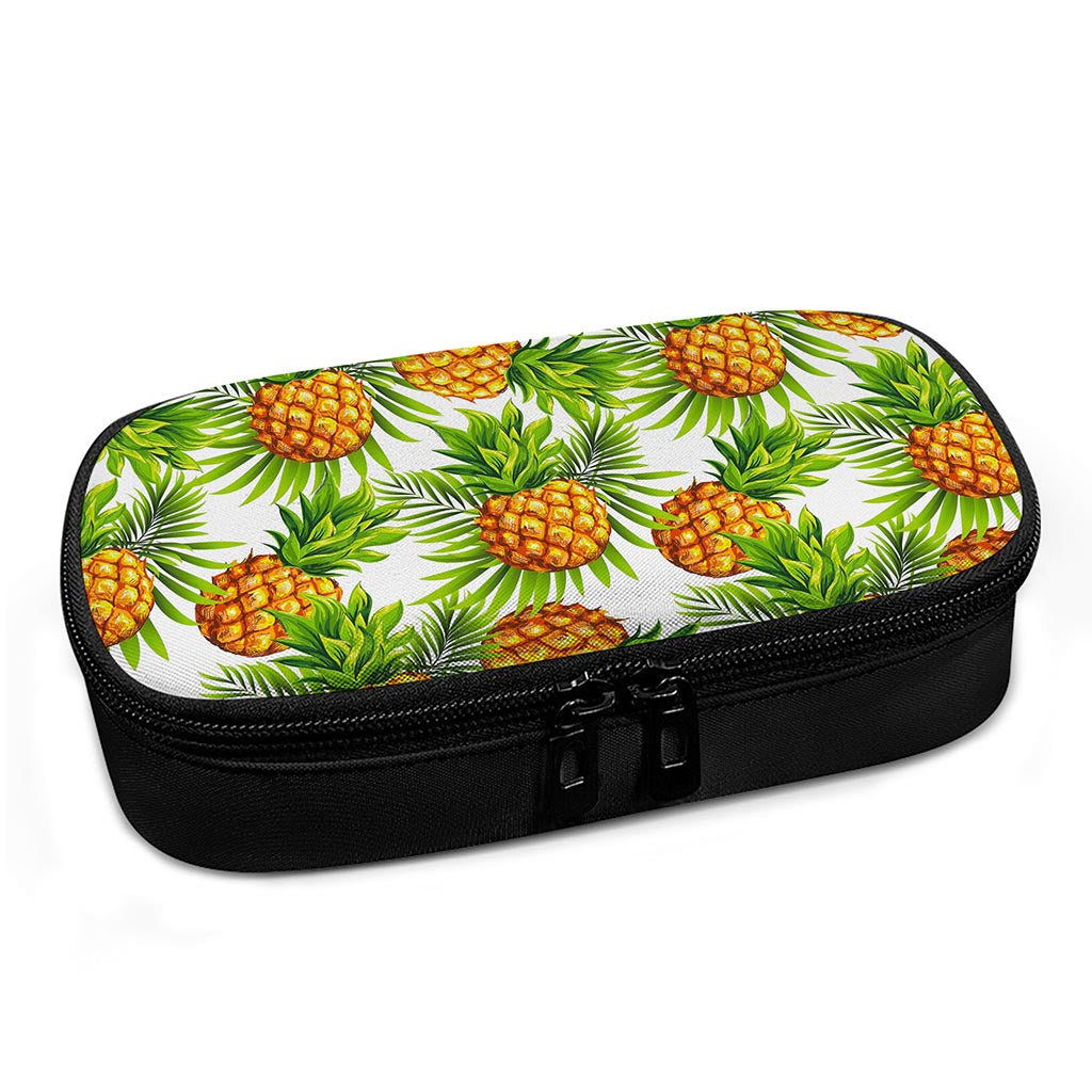 White Tropical Pineapple Pattern Print Insulin Cooler Travel Case