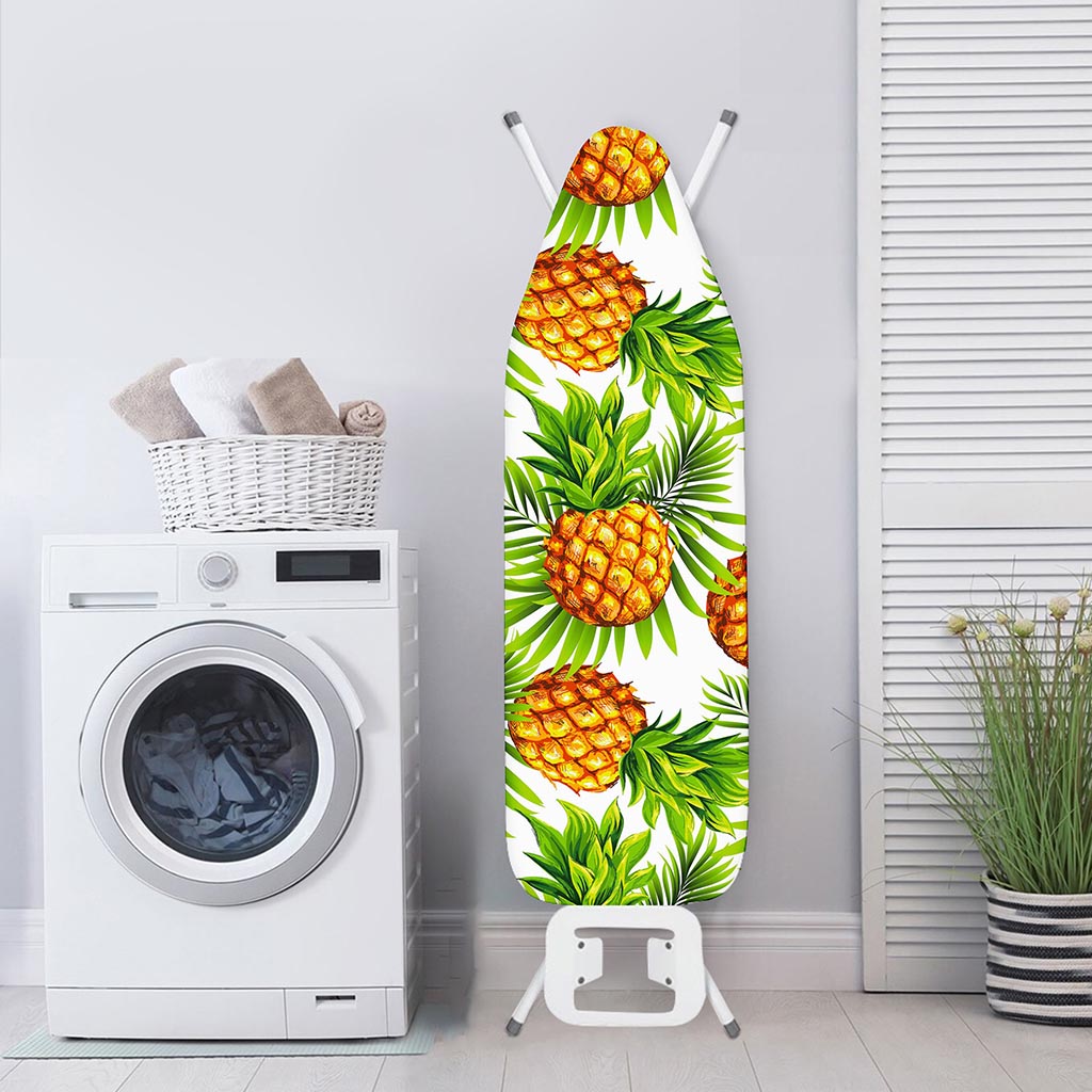 White Tropical Pineapple Pattern Print Ironing Board Cover