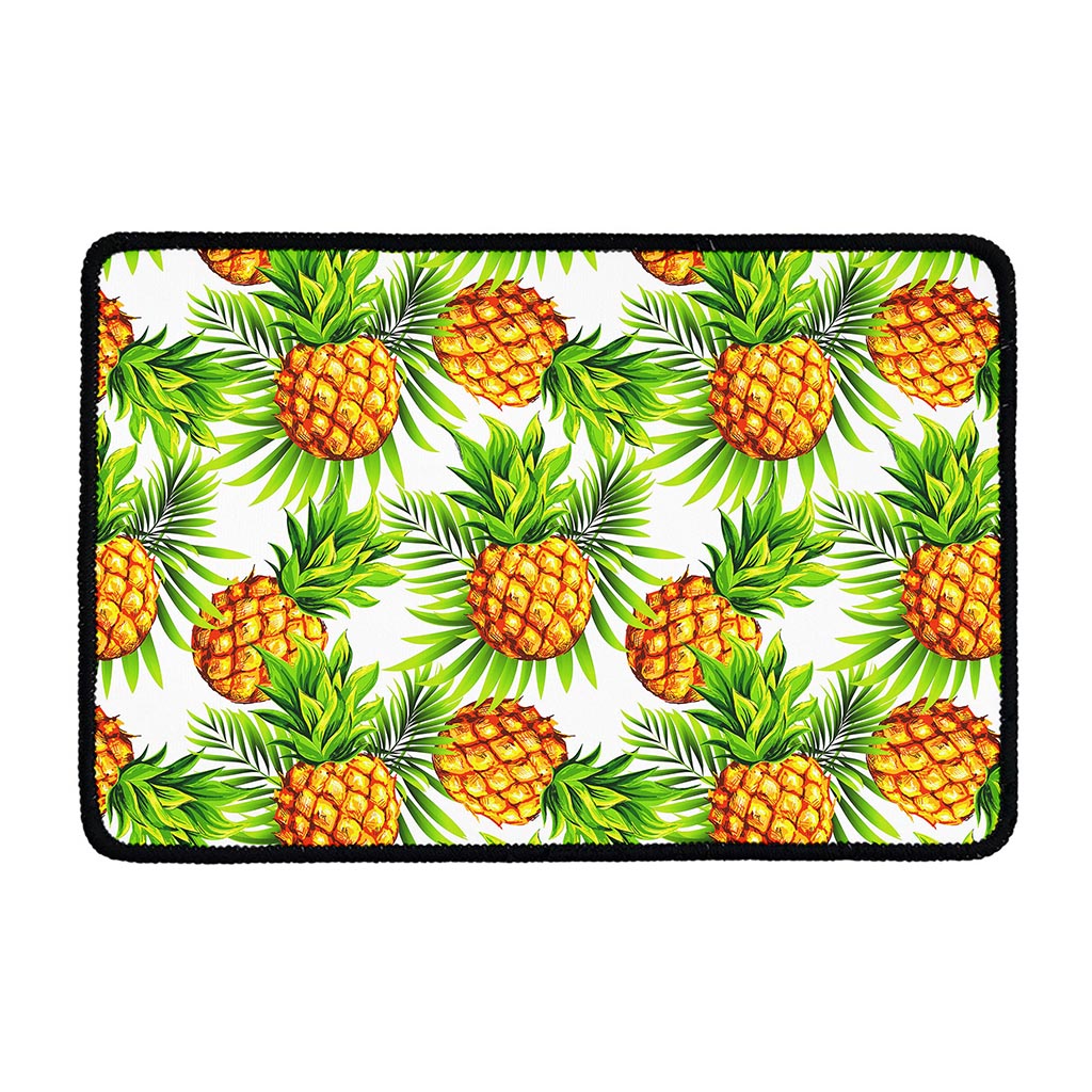 White Tropical Pineapple Pattern Print Kitchen Mat