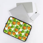White Tropical Pineapple Pattern Print Laptop Sleeve
