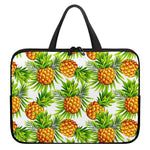 White Tropical Pineapple Pattern Print Laptop Sleeve With Handle