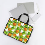 White Tropical Pineapple Pattern Print Laptop Sleeve With Handle