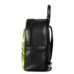 White Tropical Pineapple Pattern Print Leather Backpack