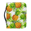White Tropical Pineapple Pattern Print Leather Bible Cover