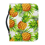White Tropical Pineapple Pattern Print Leather Bible Cover