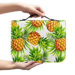 White Tropical Pineapple Pattern Print Leather Bible Cover