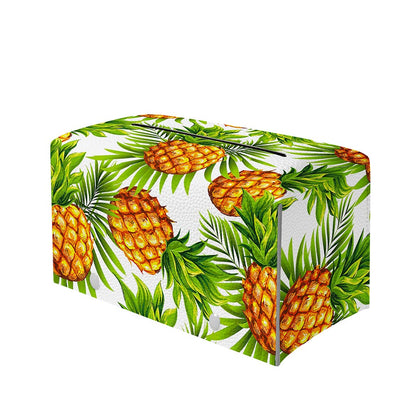 White Tropical Pineapple Pattern Print Leather Tissue Box Cover
