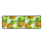 White Tropical Pineapple Pattern Print Long Kitchen Mat