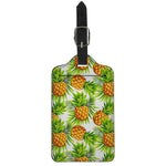 White Tropical Pineapple Pattern Print Luggage Tag