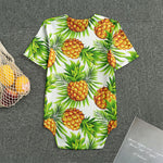 White Tropical Pineapple Pattern Print Men's Bodysuit