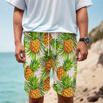 White Tropical Pineapple Pattern Print Men's Cargo Shorts