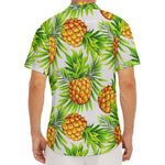 White Tropical Pineapple Pattern Print Men's Deep V-Neck Shirt