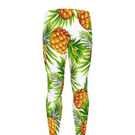 White Tropical Pineapple Pattern Print Men's leggings