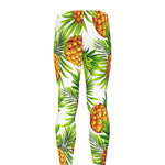White Tropical Pineapple Pattern Print Men's leggings