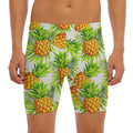 White Tropical Pineapple Pattern Print Men's Long Boxer Briefs