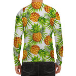 White Tropical Pineapple Pattern Print Men's Long Sleeve Rash Guard
