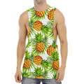 White Tropical Pineapple Pattern Print Men's Muscle Tank Top