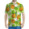 White Tropical Pineapple Pattern Print Men's Polo Shirt