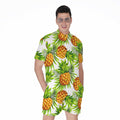 White Tropical Pineapple Pattern Print Men's Romper