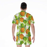 White Tropical Pineapple Pattern Print Men's Rompers