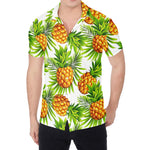 White Tropical Pineapple Pattern Print Men's Shirt