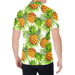 White Tropical Pineapple Pattern Print Men's Shirt