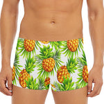 White Tropical Pineapple Pattern Print Men's Short Boxer Briefs