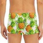 White Tropical Pineapple Pattern Print Men's Short Boxer Briefs