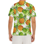 White Tropical Pineapple Pattern Print Men's Short Sleeve Rash Guard