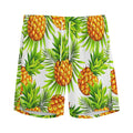 White Tropical Pineapple Pattern Print Men's Athletic Shorts