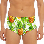 White Tropical Pineapple Pattern Print Men's Triangle Swim Briefs