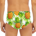 White Tropical Pineapple Pattern Print Men's Triangle Swim Briefs