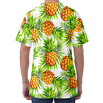 White Tropical Pineapple Pattern Print Men's Velvet T-Shirt
