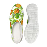 White Tropical Pineapple Pattern Print Mesh Casual Shoes