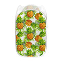 White Tropical Pineapple Pattern Print Mesh Laundry Hamper
