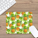 White Tropical Pineapple Pattern Print Mouse Pad